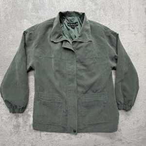 Giacca Sport Jacket Mens Medium Green Lined Full Zip‎ Casual Windbreaker Coat
